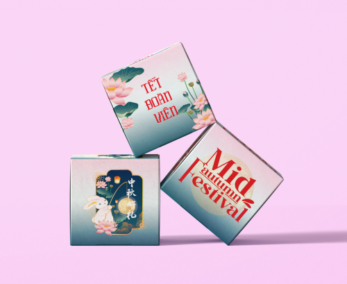 Hộp Bánh Trung Thu Họa Tiết Moon Cake