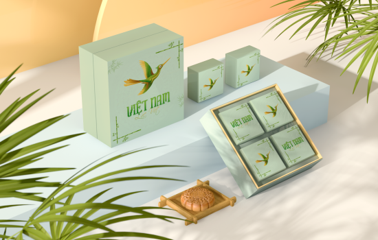 Hộp  Bánh Trung Thu Họa Tiết Chim Lạc