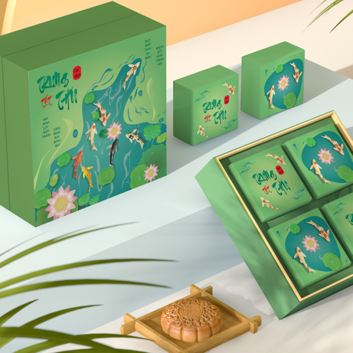 Hộp Bánh Trung Thu - Họa Tiết Cá Koi
