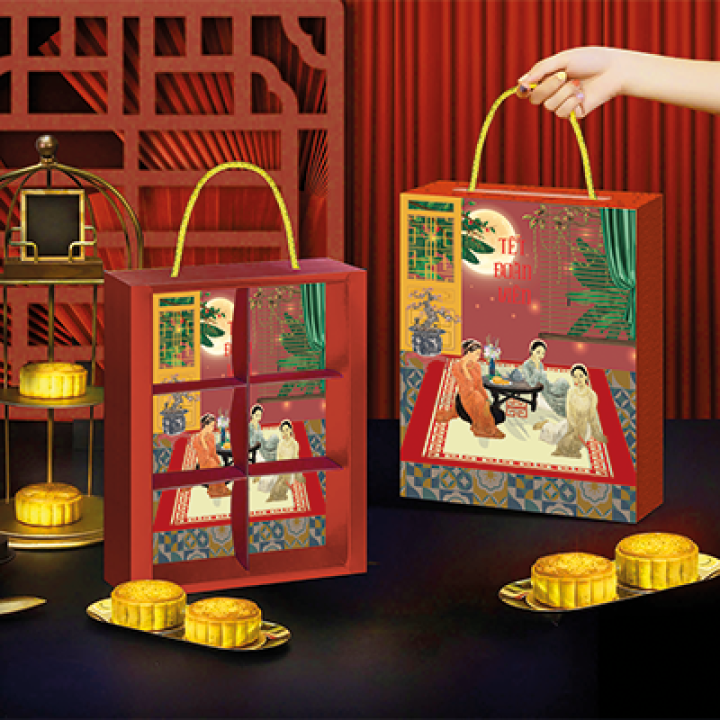 Hộp  Bánh Trung Thu Họa Tiết  Phụ Nữ Việt Nam