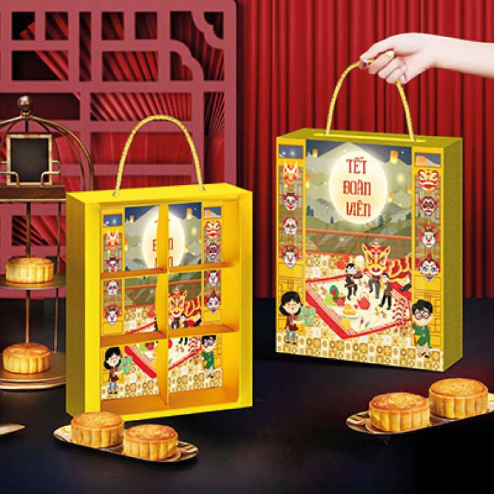Hộp Bánh Trung Thu - Họa Tiết Múa Lân 6 Hộp