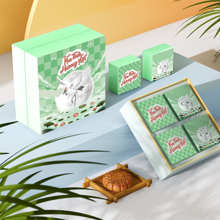 Hộp Trung Thu Hoạ Tiết Chim Hạc